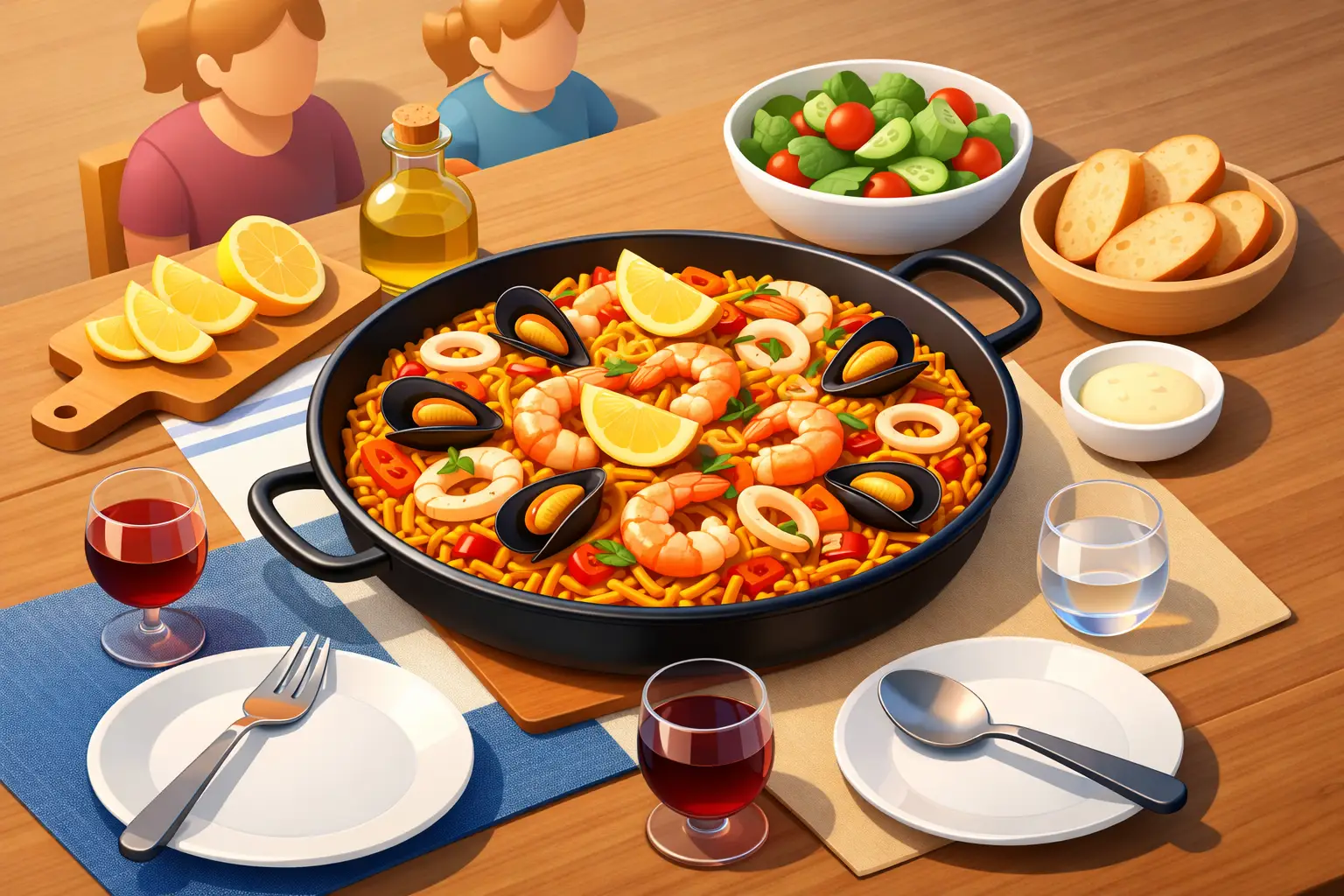 Fideuá para cena familiar sin complicaciones