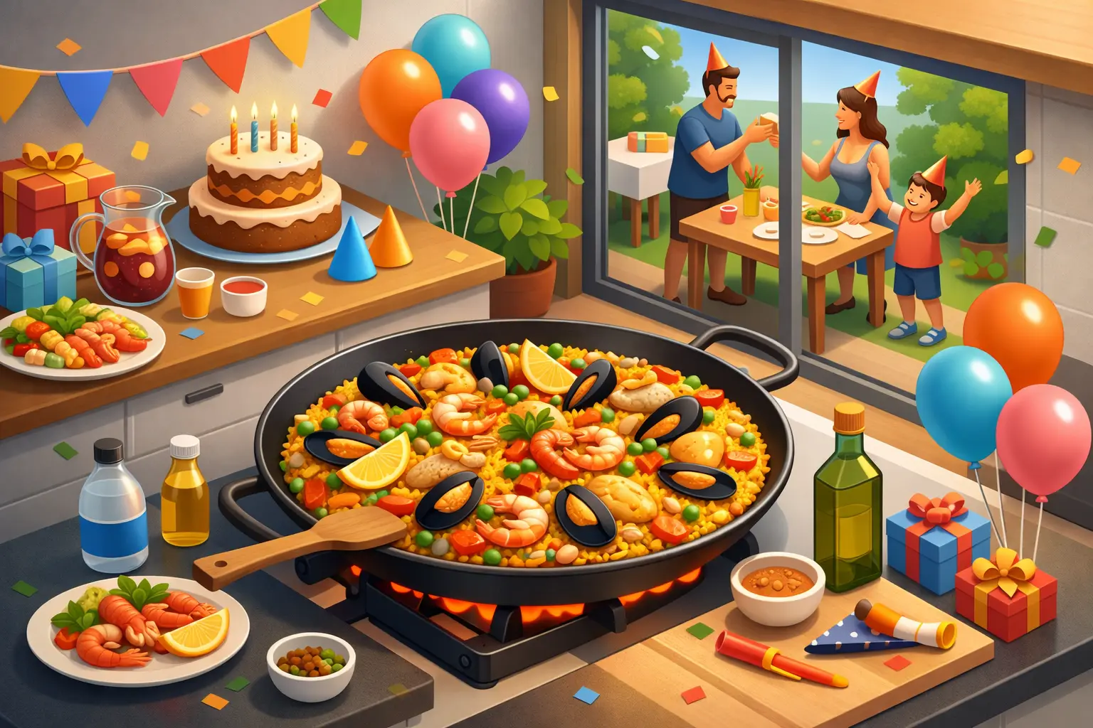Paella para cumpleaños en casa sin complicaciones