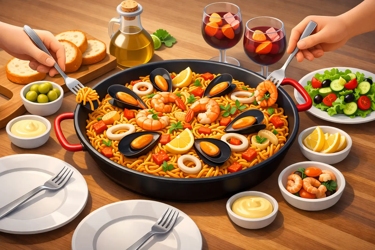 Fideuá española para compartir en tu reunión