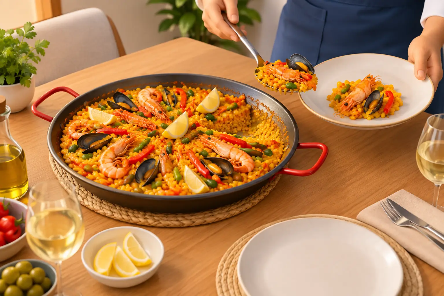 Cómo servir paella en mesa sin perder el punto