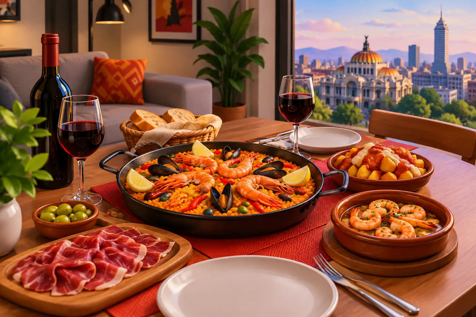 Experiencia de cena española a domicilio en CDMX
