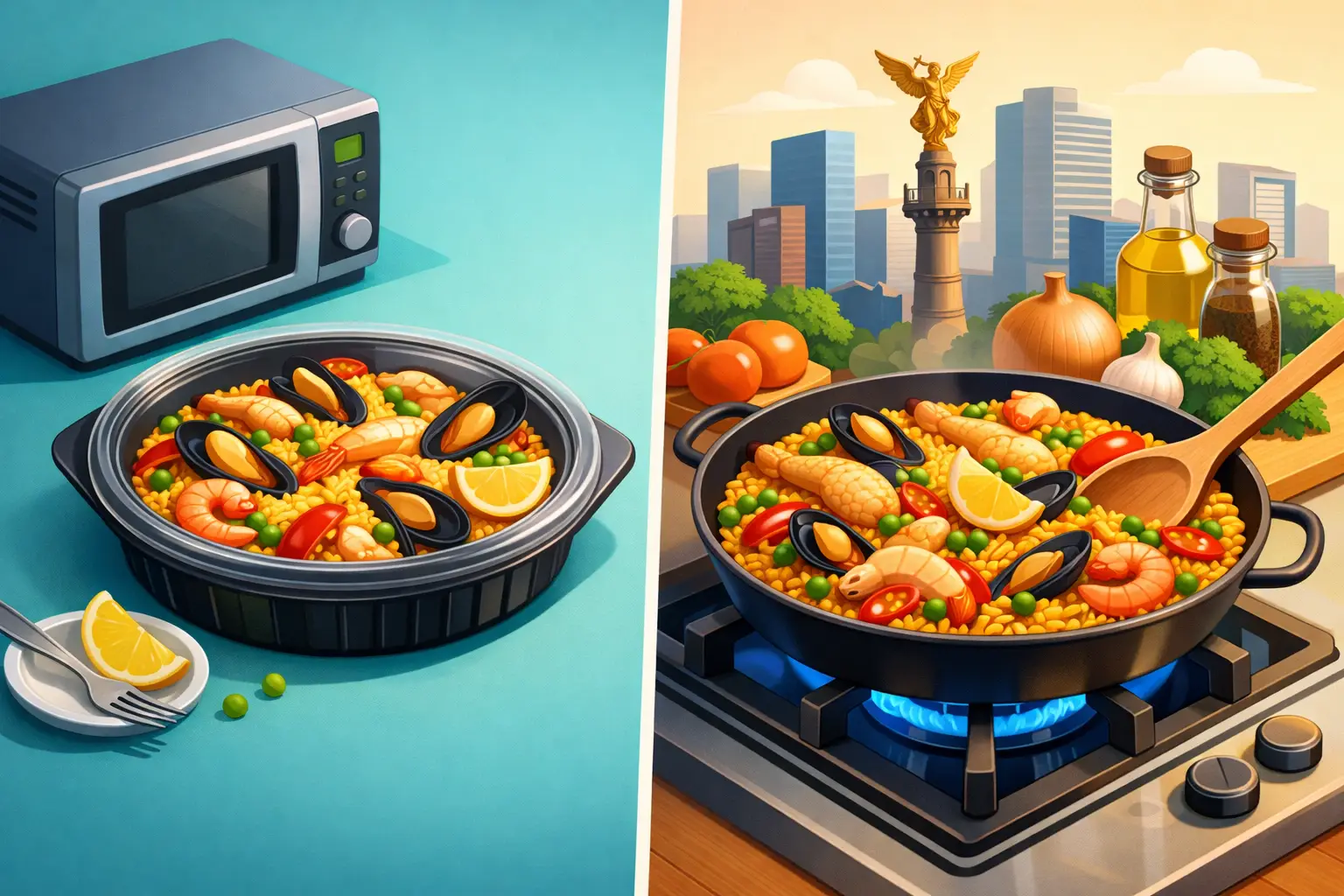 Paella preparada versus cocinar paella en CDMX
